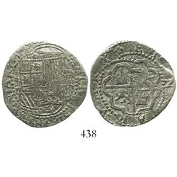 Lima, Peru, cob 2 reales, Philip II, assayer Diego de la Torre, *-ii to left, P-oD to right, Grade 1