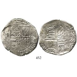Potosi, Bolivia, cob 8 reales, Philip III, assayer Q, Grade 1, ex-Hebert.