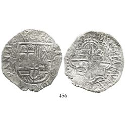 Potosi, Bolivia, cob 8 reales, (161)7M, Grade-1 quality, with tag but certificate missing.