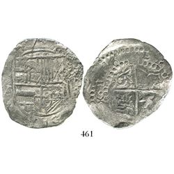 Potosi, Bolivia, cob 8 reales, 1618T, quadrants of cross transposed, Grade 2.