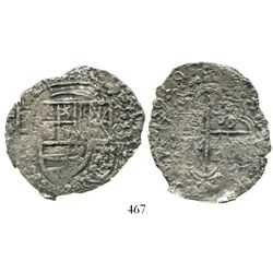 Potosi, Bolivia, cob 8 reales, 1619(T), Grade 3.