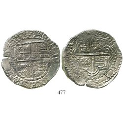 Potosi, Bolivia, cob 8 reales, Philip III, assayer not visible, 180-degree double-strike, Grade 1, w
