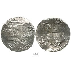 Potosi, Bolivia, cob 8 reales, Philip III, assayer not visible, Grade 1.