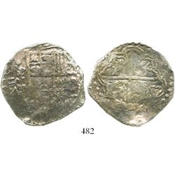 Potosi, Bolivia, cob 8 reales, Philip III, assayer T, Grade-2 quality but Grade 3 on the certificate
