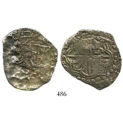 Potosi, Bolivia, cob 8 reales, Philip III, assayer not visible, Grade-3 quality but Grade 4 on the c