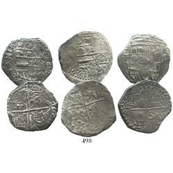 Lot of 3 Potosi, Bolivia, cob 4 reales, Philip III, assayers not visible, Grade-1 and Grade-2 qualit