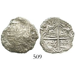 Potosi, Bolivia, cob 2 reales, 1617(M), full date (rare), Grade 1.