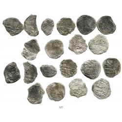 Lot of 10 Potosi, Bolivia, cob 4 reales, Philip III, various assayers (where visible), all Grade 3.