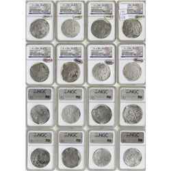 Lot of 8 Mexico City, Mexico, cob 8 reales, Philip II and III, assayers not visible, all Grade 2.