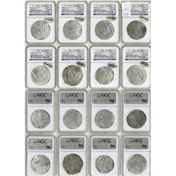 Lot of 8 Mexico City, Mexico, cob 8 reales, Philip II and III, assayers not visible, all Grade 2.