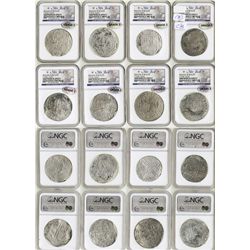 Lot of 8 Potosi, Bolivia, cob 8 reales, Philip II and III, assayers not visible, all Grade 2.
