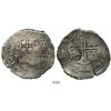 Image 1 : Potosí, Bolivia, cob 8 reales, (1651-2)E, with crowned (?) countermark on cross side.
