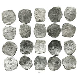 Lot of 10 Mexico City, Mexico, cob 8 reales, Philip IV, assayer P (where visible).