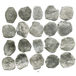 Lot of 10 Mexico City, Mexico, cob 8 reales, Philip IV, assayer P (where visible).