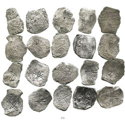 Lot of 10 Mexico City, Mexico, cob 8 reales, Philip IV, assayer P (where visible).