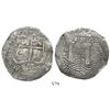 Image 1 : Potosi, Bolivia, cob 8 reales, 1652E post-transitional (Type VIII/B), 1-dot-PH-dot-6 at top.
