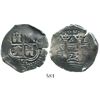 Image 1 : Potosi, Bolivia, cob 4 reales, 1653/2E, dot-PH-dot at top, rare overdate.