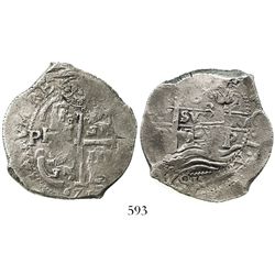 Potosi, Bolivia, cob 8 reales, 1671E.