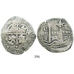 Potosi, Bolivia, cob 8 reales, 1657E.