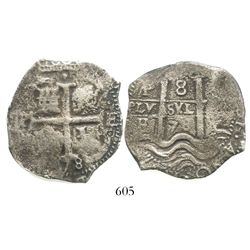Potosi, Bolivia, cob 8 reales, 1678E.