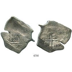 Mexico City, Mexico, cob 8 reales, Charles II, assayer not visible, very odd shape.
