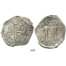 Potosi, Bolivia, cob 8 reales, 1696VR.