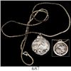 Image 1 : London, England, shilling, William III, 1696, mounted in sterling silver bezel with wire chain.
