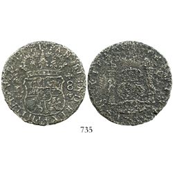 Mexico City, Mexico, pillar 8 reales, Philip V, 1732F, rare first year of pillars.