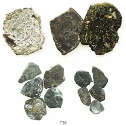 Lot of 18 Mexico City, Mexico, silver cobs (three 8R, five 1R and five 1/2R), Philip V, assayers not