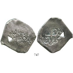 Mexico City, Mexico, cob 8 reales, 172(9)R, with natural, triangular bubble-hole.