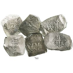 Lot of 3 Mexico City, Mexico, cob 8 reales, Philip V, assayers not visible.
