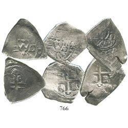 Lot of 3 Mexico City, Mexico, cob 4 reales, Philip V, assayers not visible.