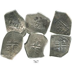 Lot of 3 Mexico City, Mexico, cob 4 reales, Philip V, assayers not visible.