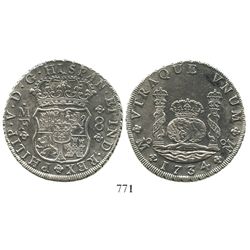 Mexico City, Mexico, pillar 8 reales, Philip V, 1734MF.