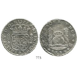 Mexico City, Mexico, pillar 8 reales, Philip V, 1734MF.