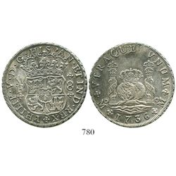 Mexico City, Mexico, pillar 8 reales, Philip V, 1736MF.