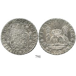 Mexico City, Mexico, pillar 8 reales, Philip V, 1738MF.