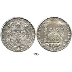 Mexico City, Mexico, pillar 8 reales, Philip V, 1740MF, incorrect rim (mint error?), with Sotheby's
