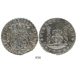 Mexico City, Mexico, pillar 8 reales, Philip V, 1738MF.