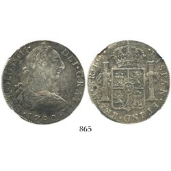 Mexico City, Mexico, bust 8 reales, Charles III, 1780FF, encapsulated NGC El Cazador / Genuine.