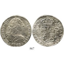 Mexico City, Mexico, bust 8 reales, Charles III, 1783FF.
