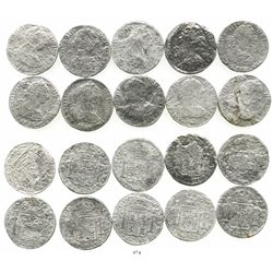 Lot of 10 Mexico City, Mexico, bust 8 reales, Charles III, 1783FF, "grade two."