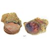 Image 1 : Lot of 2 small clumps of English East India Co. copper X cash, 1808, approx. 6-7 coins total.