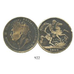 Great Britain, crown, George IV, 1822, TERTIO on edge, king's ordinal altered to II.