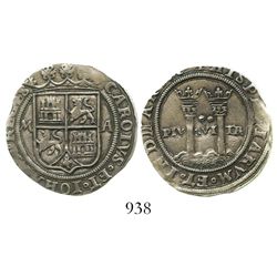 Mexico City, Mexico, 2 reales, Charles-Joanna, "Late Series," assayer A to right, mintmark M to left