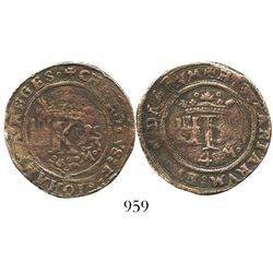 Mexico City, Mexico, copper 4 maravedis, Charles-Joanna, "Late Series," king's name as CHAROLVS.
