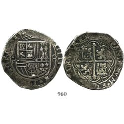 Mexico City, Mexico, cob 8 reales, Philip II, assayer F.