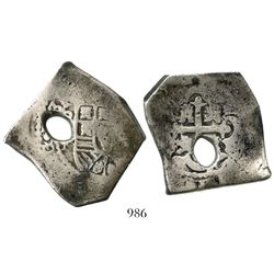 Mexico City, Mexico, cob 8 reales, 1731F, large natural bubble-hole.