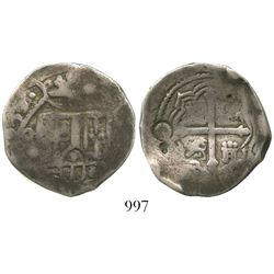 Mexico City, Mexico, cob 4 reales, (1)650/49(P), rare, with punchmark and countermarks on reverse as