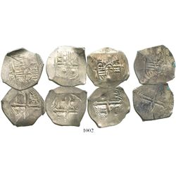 Lot of 4 Mexico City, Mexico, cob 4 reales, Philip IV, assayer P (where visible), with chopmarks and